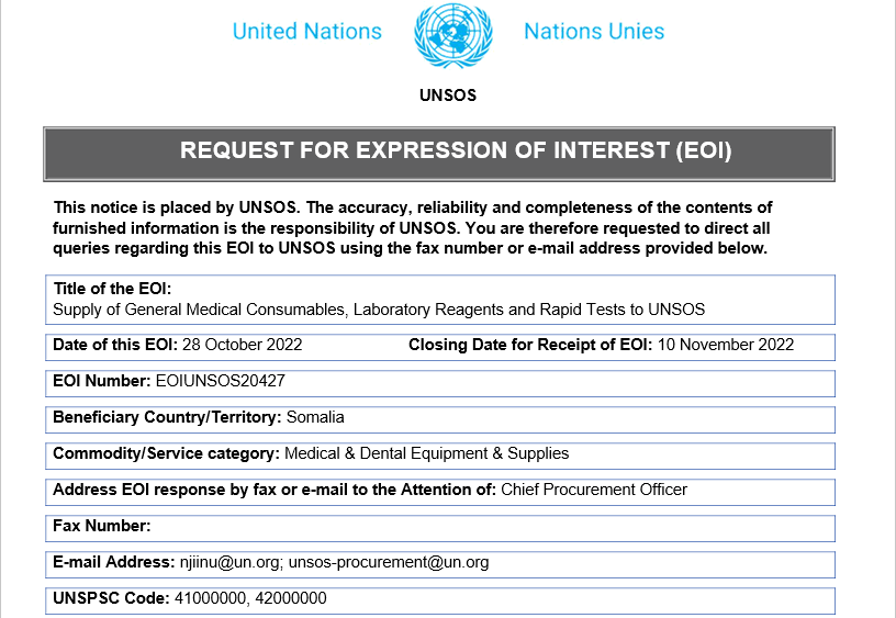 Request For Expression Of Interest (EOI) for Supply of General Medical ...